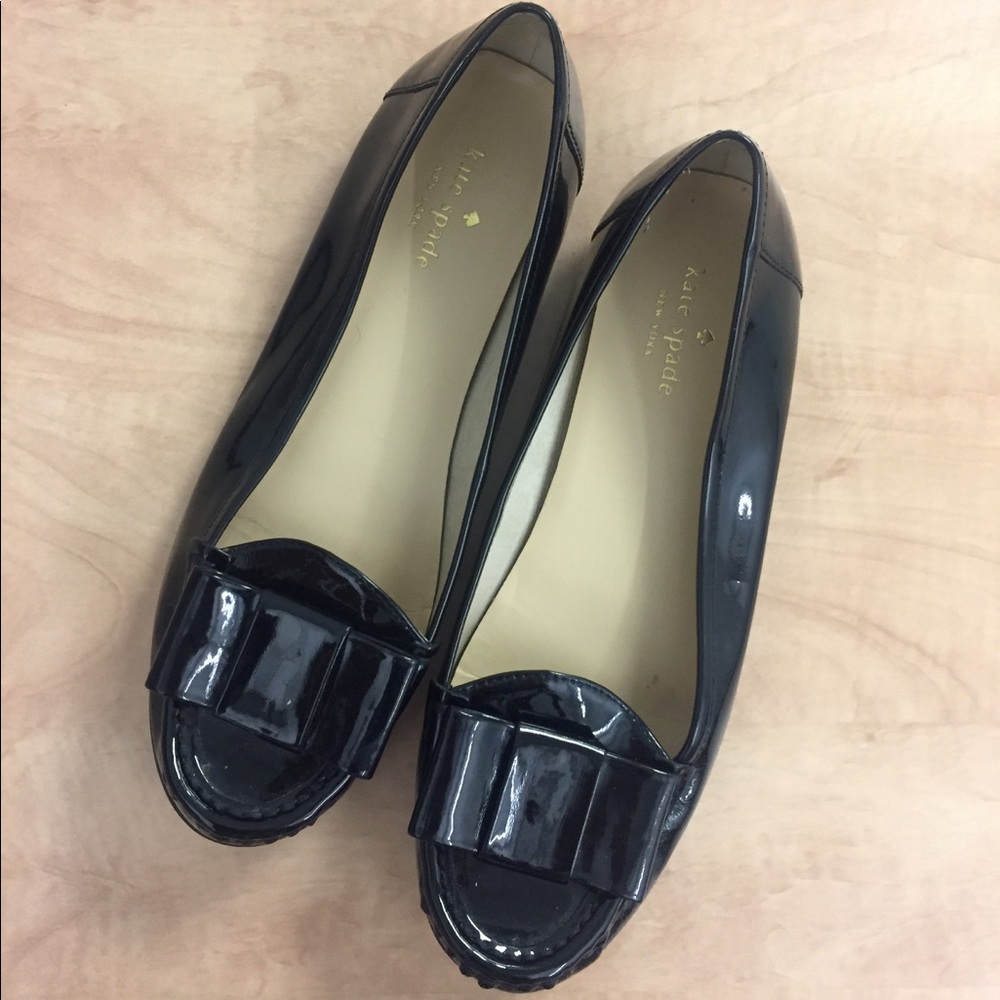 Kate Spade Connie Black Bow Patent Leather Flats